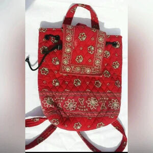 VERA BRADLEY RED BANDANA DRAWSTRING BACKPACK